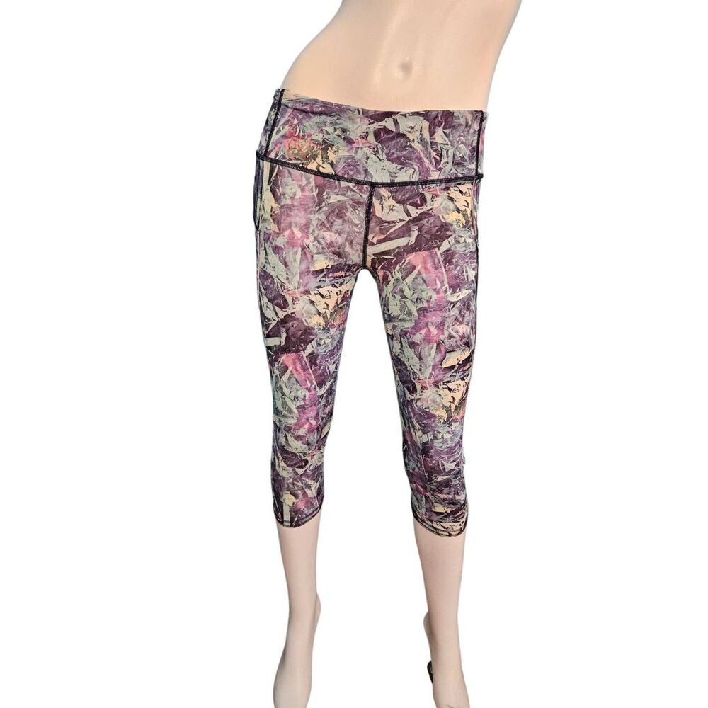 Lululemon Leggings Run Top Speed Multicolored Crop Leggings Womens Size 6
